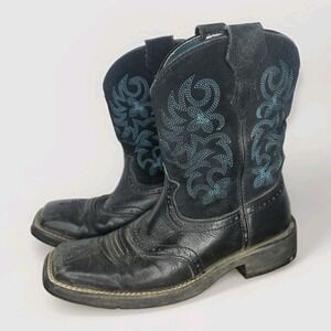 Ariat Fatbaby Women - Size 6B - Black/Blue Square Toe Cowboy Boots 10005912